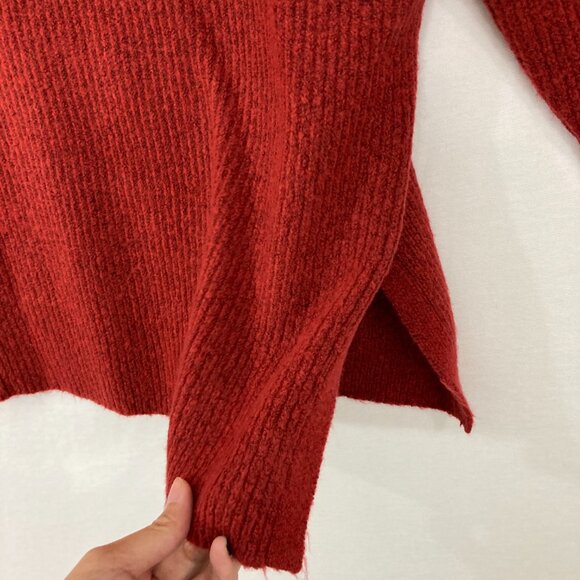 New Halogen size XL Red V neck Rib Knit Side Slit Cozy Knit Tunic Sweater - Picture 6 of 13